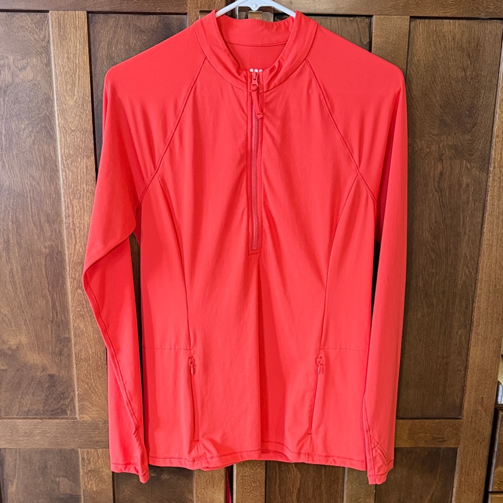 Title Nine Vibrant Coral 1/2 Zip Long Sleeve Top